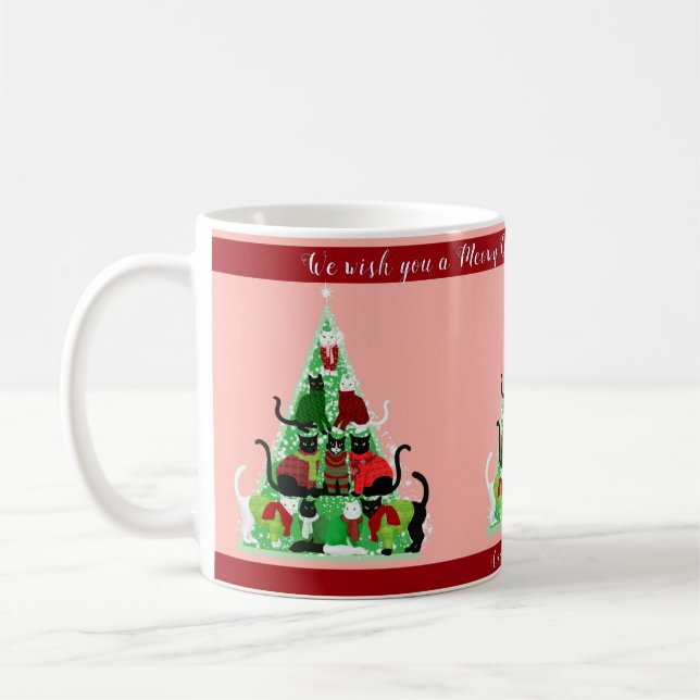 Niedlicher Blush Kitty Weihnachtsbaum Custom Ferie Kaffeetasse (Links)