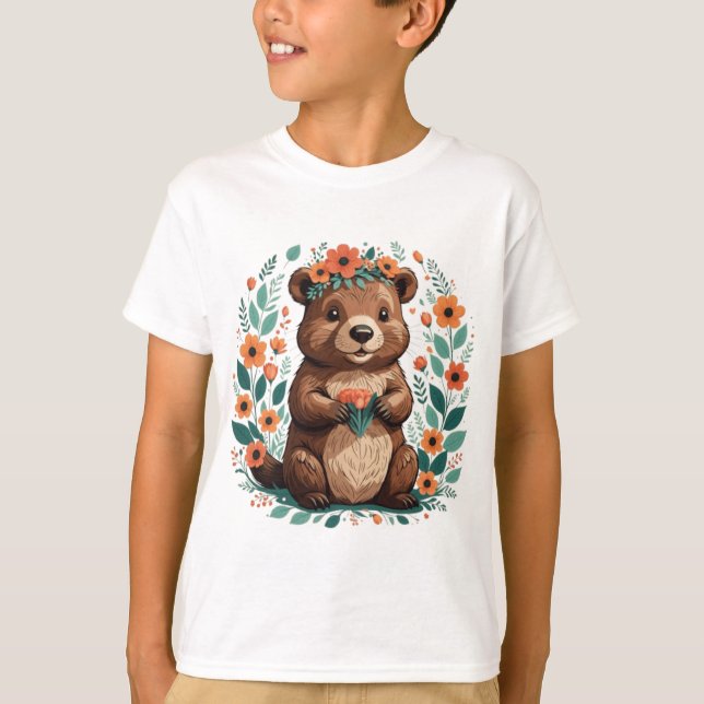 Niedlicher Blütenbiber T-Shirt (Vorderseite)