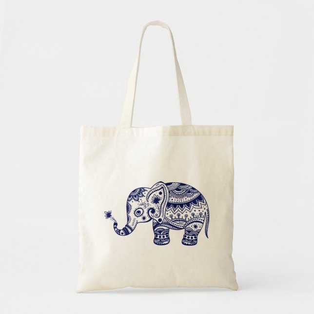 Niedlicher Blütenelefonat in Navy Blue Tragetasche (Vorne)
