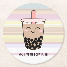 Niedlicher Boba Milk Tee Pub Runder Pappuntersetzer