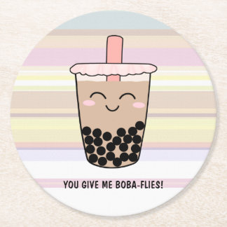 Niedlicher Boba Milk Tee Pub Runder Pappuntersetzer