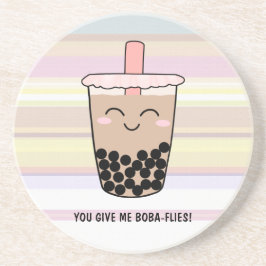 Niedlicher Boba Milk Tee Pun Sandstone Untersetzer