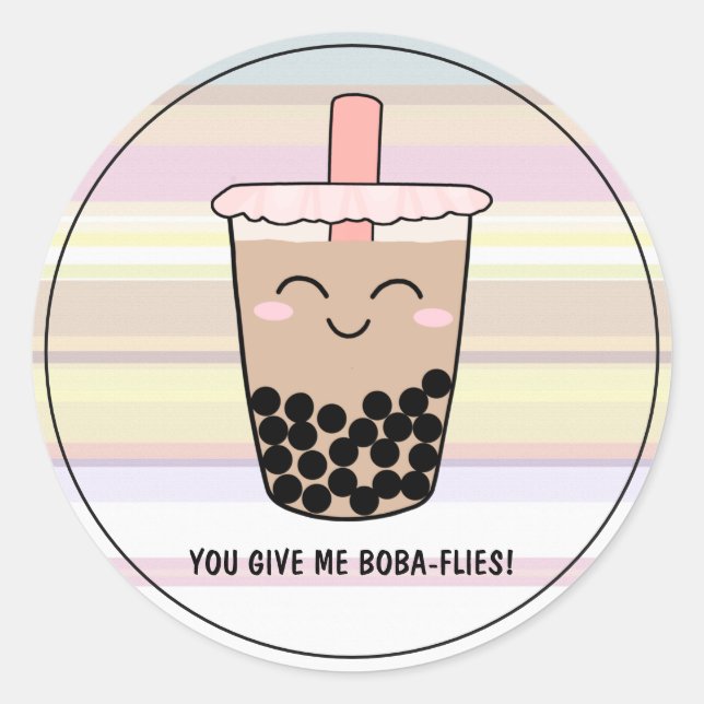 Niedlicher Boba Pearl Milk Pub Runder Aufkleber (Vorderseite)