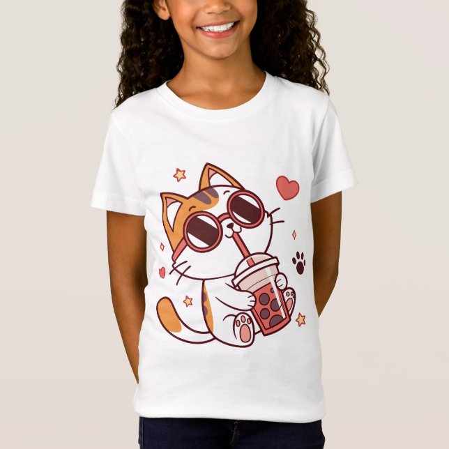 Niedlicher Boba Tee - Herz und Stars (Vorderseite)