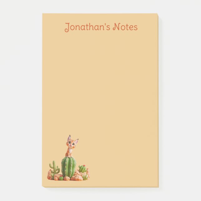 Niedlicher Bobcat auf Kakteen Post-it Klebezettel (Vorderseite)