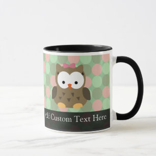 Niedlicher Bogen Brown-Eulen-w/Pink Tasse
