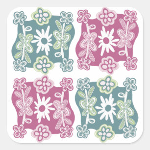 Niedlicher Bohemfloral-Stil Quadratischer Aufkleber