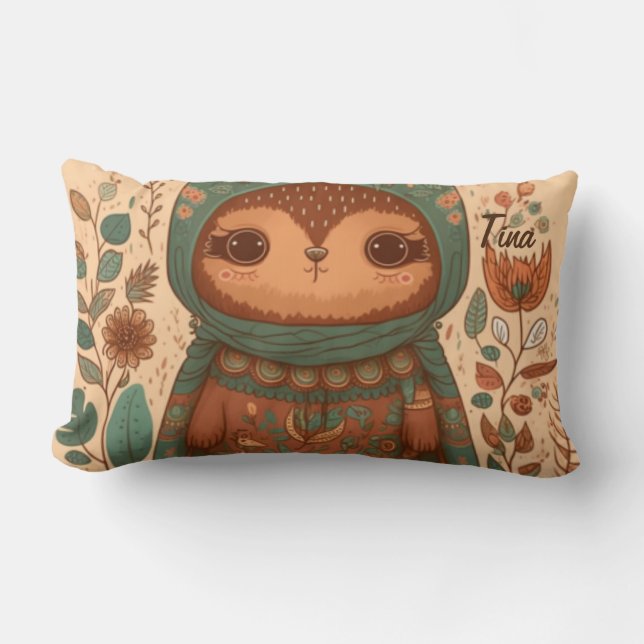 Niedlicher boho blumenkaul Cartoon Lendenkissen (Vorderseite)