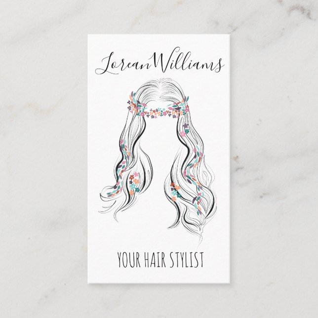 Niedlicher Boho Hairstyle Hochzeitshaar Stylist QR Visitenkarte (Vorderseite)