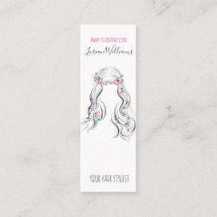 Niedlicher Boho Hairstyle Hochzeitssaal Mini Visitenkarte