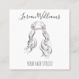 Niedlicher Boho Hairstyle Hochzeitssaal Quadratische Visitenkarte
