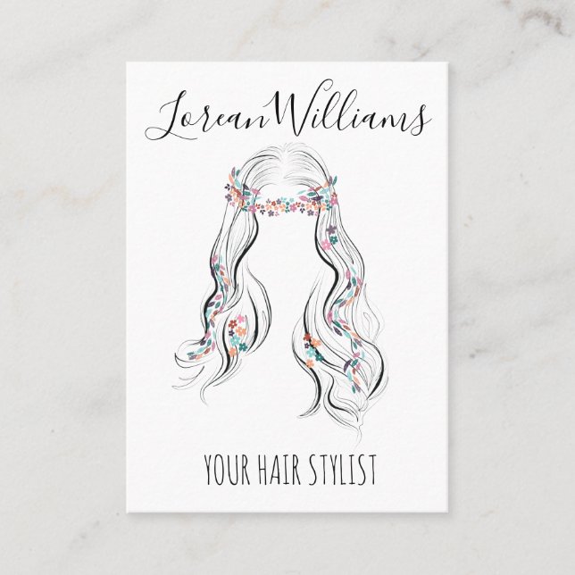 Niedlicher Boho Hairstyle Hochzeitssaal Visitenkarte (Vorderseite)