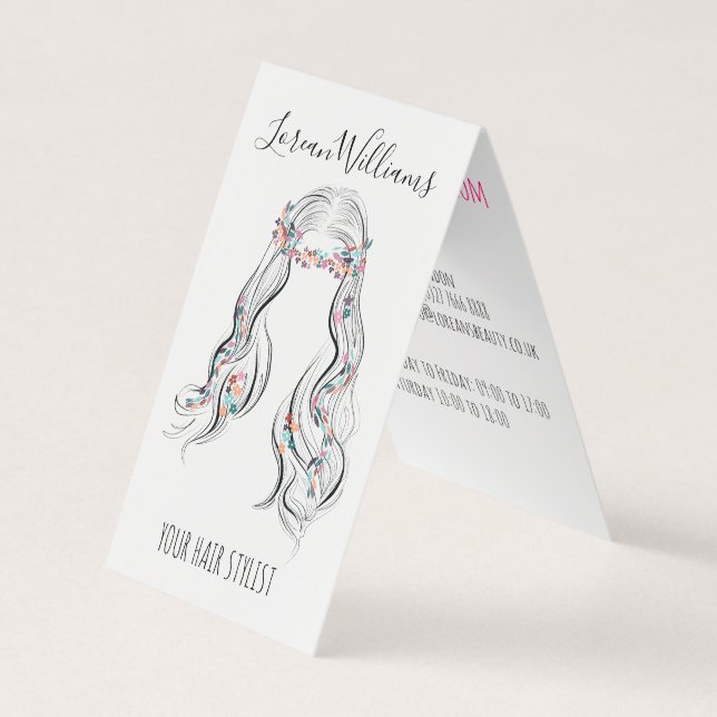 Niedlicher Boho Hairstyle Hochzeitssaal Visitenkarten (Vorderseite)