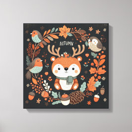 Niedlicher Boho Herbst Hirsch-Kranken-Wand-Decal Leinwanddruck