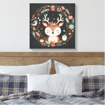 Niedlicher Boho Herbst Hirsch-Kranken-Wand-Decal