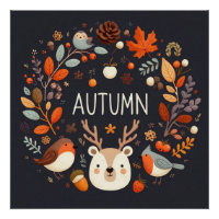 Niedlicher Boho Herbst Hirsch-Kranken-Wand-Decal