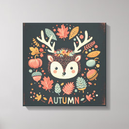 Niedlicher Boho Herbst Igel Wraath Wall Decal Leinwanddruck