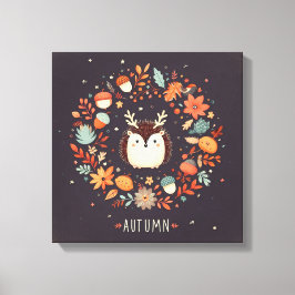 Niedlicher Boho Herbst Igel Wraath Wall Decal Leinwanddruck
