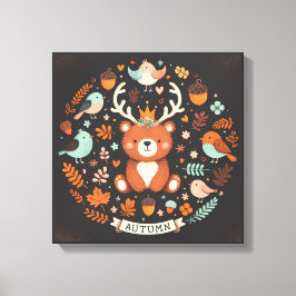 Niedlicher Boho Herbstbärenkreit Wall Decal Leinwanddruck