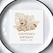 Niedlicher Boho Neutral Teddy Bär. Kinder Geburtst