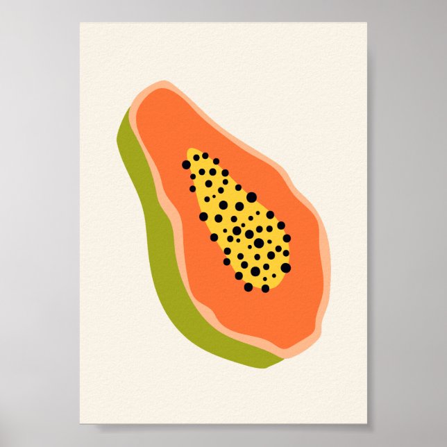Niedlicher Boho Papaya Fruit Illustration Sommer P Poster (Vorne)