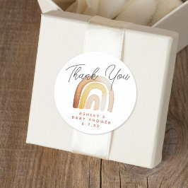 Niedlicher Boho Rainbow Gender Neutral Baby Shower Runder Aufkleber