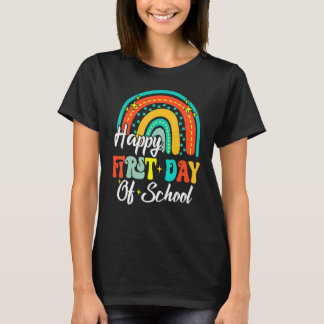 Niedlicher Boho Regenbogen Glückwunsch erster Schu T-Shirt