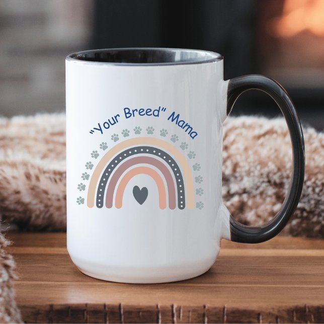 Niedlicher Boho Regenbogen mit Tasse für Hunde (Customize this mug with your favorite dog breed. Curl up by the fire and relax!)