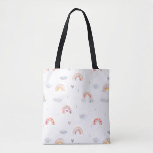 Niedlicher Boho Regenbogen und Wolken Tasche
