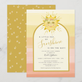 Niedlicher Boho Regenbogenstrahl Sonnenschein-Baby Einladung