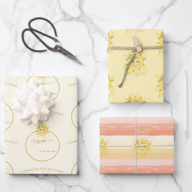Niedlicher Boho Regenbogenstrahl Sonnenschein-Baby Geschenkpapier Set (Vorderseite)