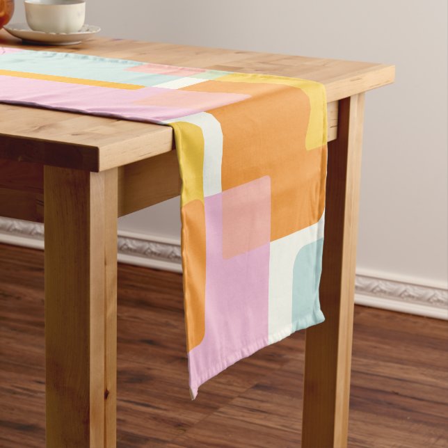 Niedlicher Boho Retro Pastel Geometrische Form Art Kurzer Tischläufer (Beispiel)