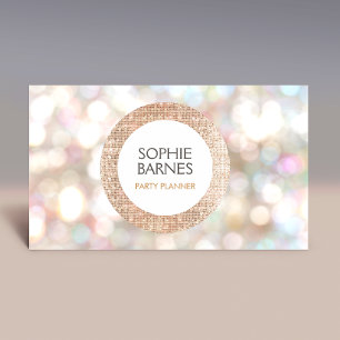 Niedlicher Bokeh- und Rose-Gold-Sequin-Eventplaner Visitenkarte