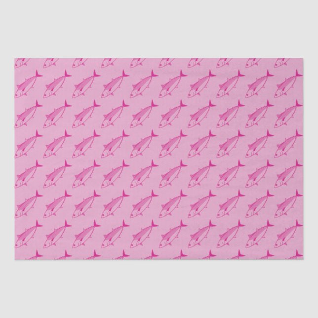 Niedlicher Bonito Fisch in heißen Rosa auf Pastell Seidenpapier (Vorderseite)