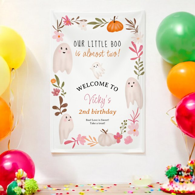 Niedlicher Boo Halloween 2. Geburtstag Willkommen Banner (Cute Little Boo Halloween 2nd Birthday Welcome Banner)