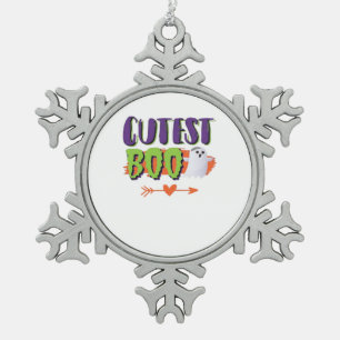 Niedlicher Boo Halloween Funny Lässig Schneeflocken Zinn-Ornament