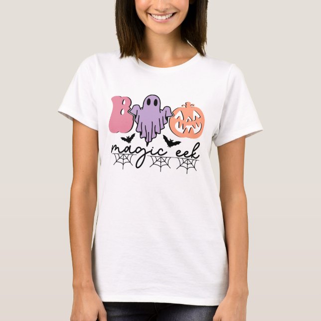 Niedlicher Boo Magic Halloween Ghost T - Shirt (Vorderseite)