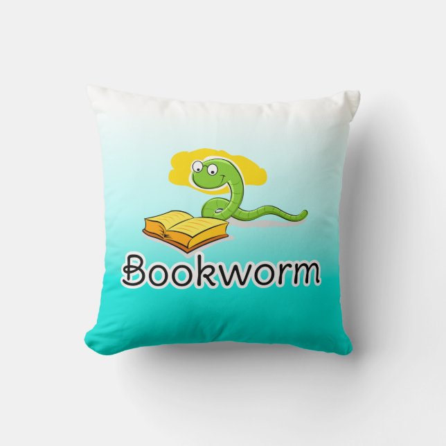 Niedlicher Bookworm mit Brille Kissen (Vorderseite)