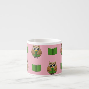 Niedlicher Bookworm Owl Reading Book Cartoon Espressotasse