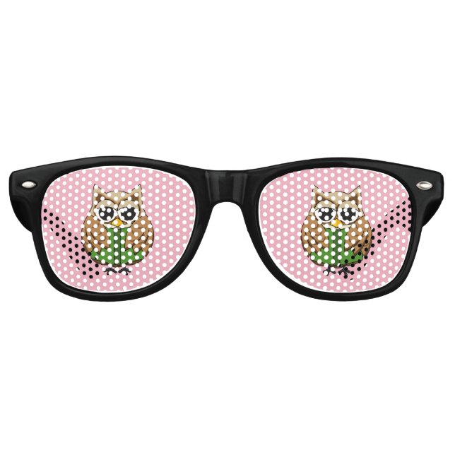 Niedlicher Bookworm Owl Reading Book Cartoon Partybrille (Vorderseite)