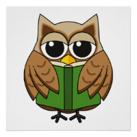 Niedlicher Bookworm Owl Reading Book Cartoon