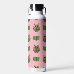 Niedlicher Bookworm Owl Reading Book Cartoon Trinkflasche