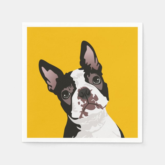 Niedlicher Boston Terrier Dog für Boston Terrier E Serviette (Vorderseite)