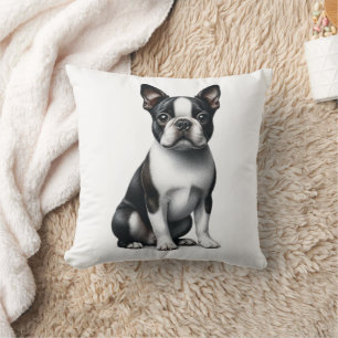 Niedlicher Boston Terrier Gabe Schwarz-weißer Welp Kissen
