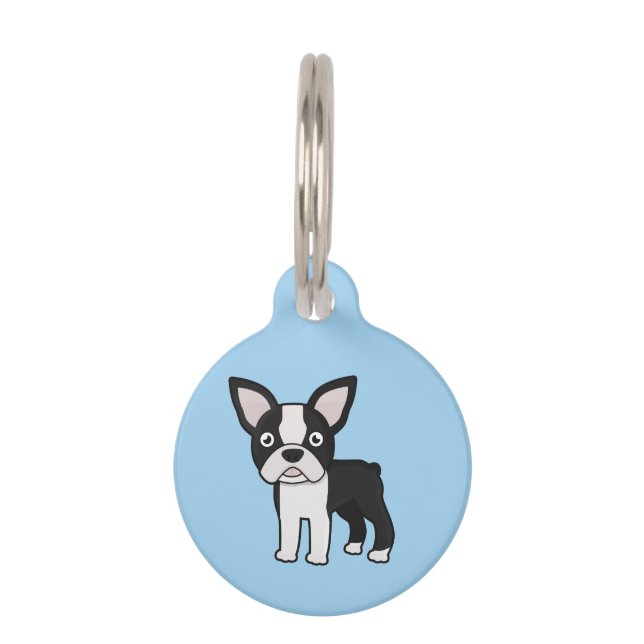 Niedlicher Boston-Terrier Haustiermarke (Vorderseite)