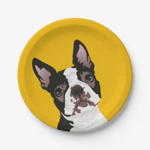 Niedlicher Boston-Terrier-Hund für Pappteller
