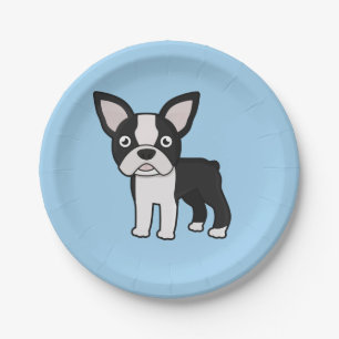 Niedlicher Boston-Terrier Pappteller