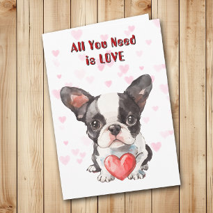 Niedlicher Boston Terrier Welpe Alles, was Sie bra Feiertagskarte