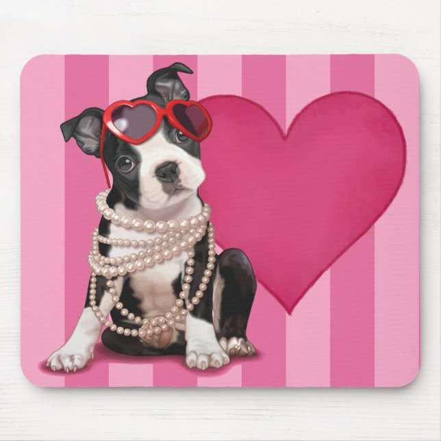 Niedlicher Boston-Terrier-Welpe Mousepad (Vorne)