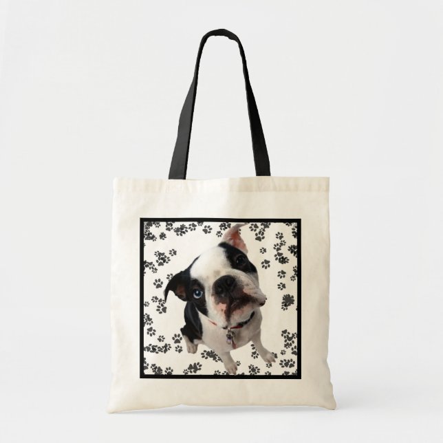 Niedlicher Boston-Terrierhundewiederverwendbare Tragetasche (Vorne)